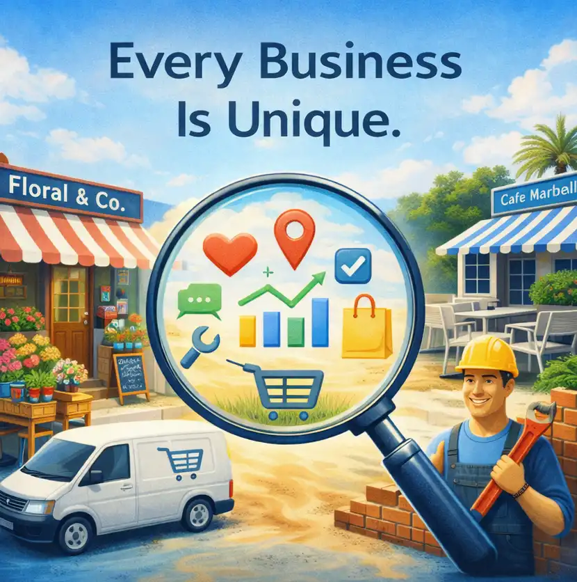 Illustration showing different types of businesses to highlight that every business is unique
