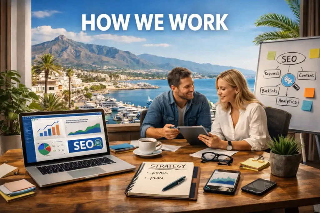 Professional SEO services in Marbella – agency team working on search strategy and online visibility