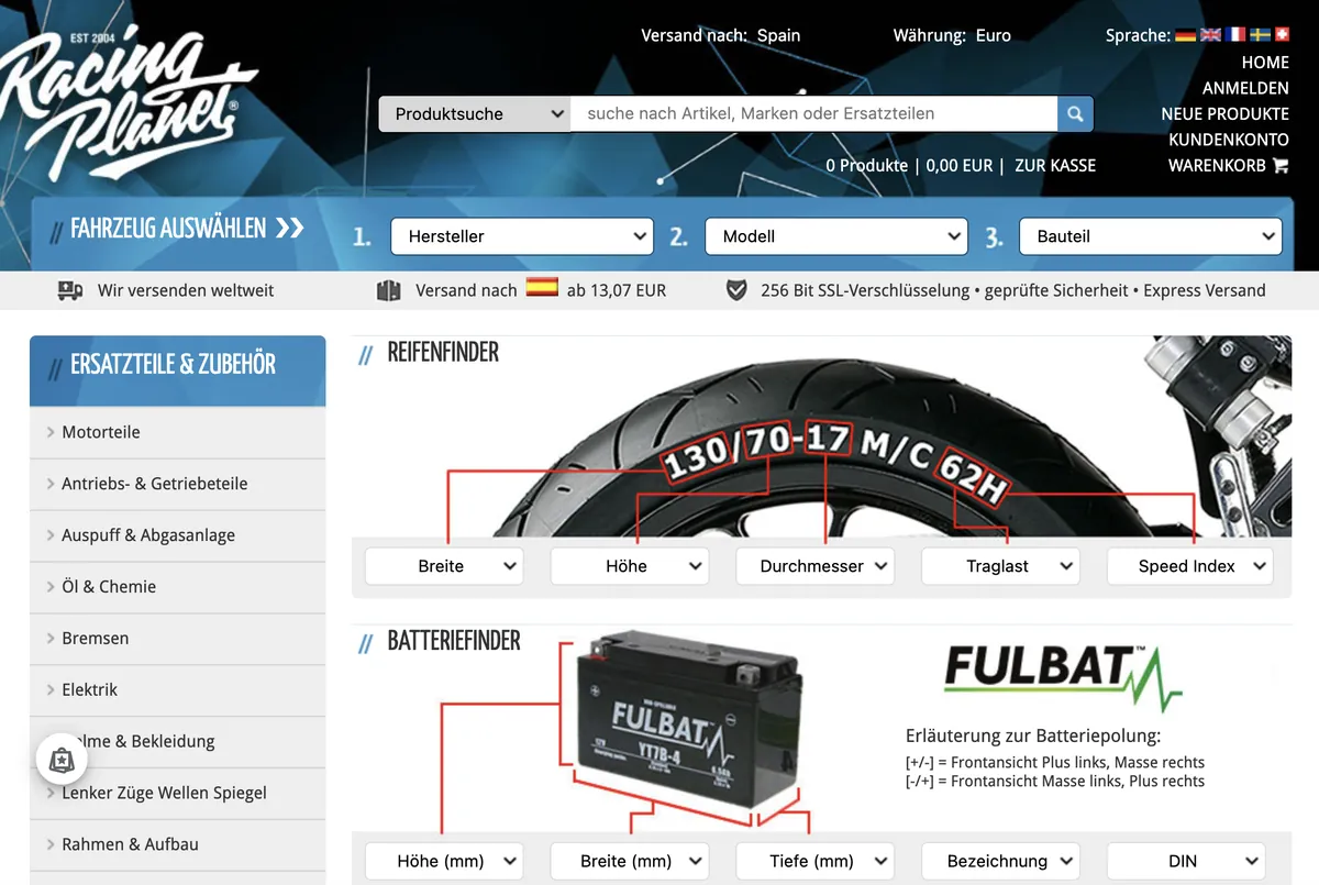 Racing Planet online shop for scooter parts and accessories